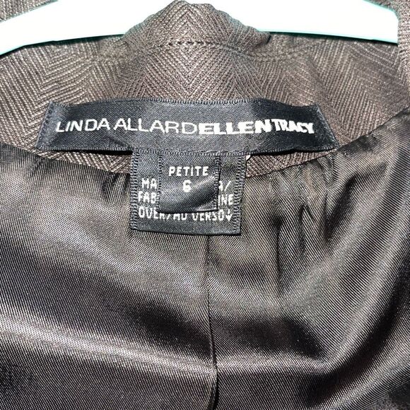 Linda Allard Ellen Tracy Womens Wool Blend One Button Blazer Brown Size 6 Petite - Picture 4 of 7